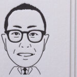 似顔絵イラストとQRコードのある両面活版印刷名刺