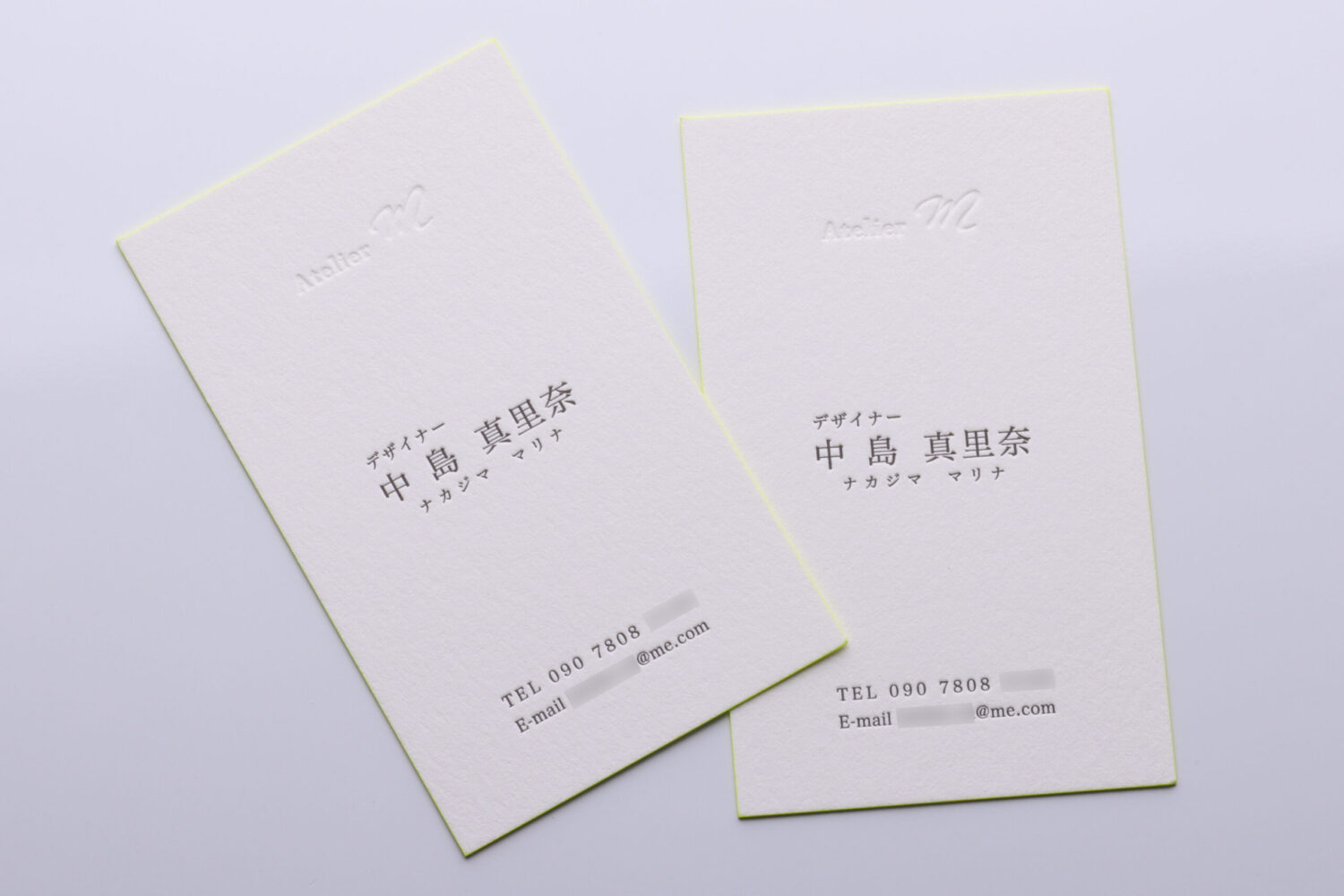 空押し_スミの2色活版名刺