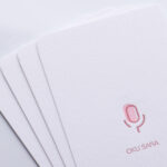 活版印刷表２色、裏１色に角丸加工（3㎜R）の名刺