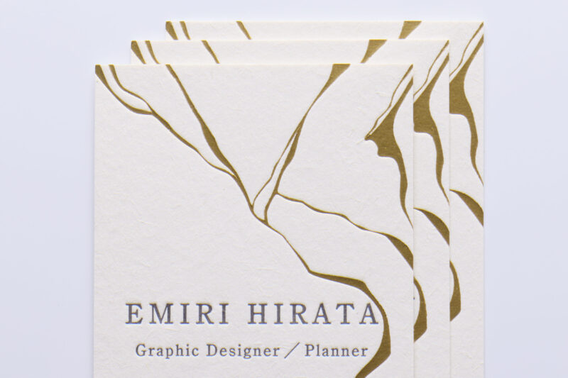 消し金101の箔押しと活版印刷名刺