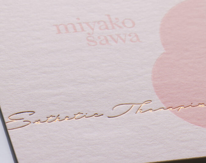 活版2色に箔押しのお名刺