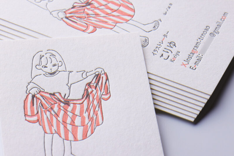 活版印刷で2色のイラスト