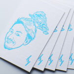 似顔絵のある両面活版印刷のお名刺