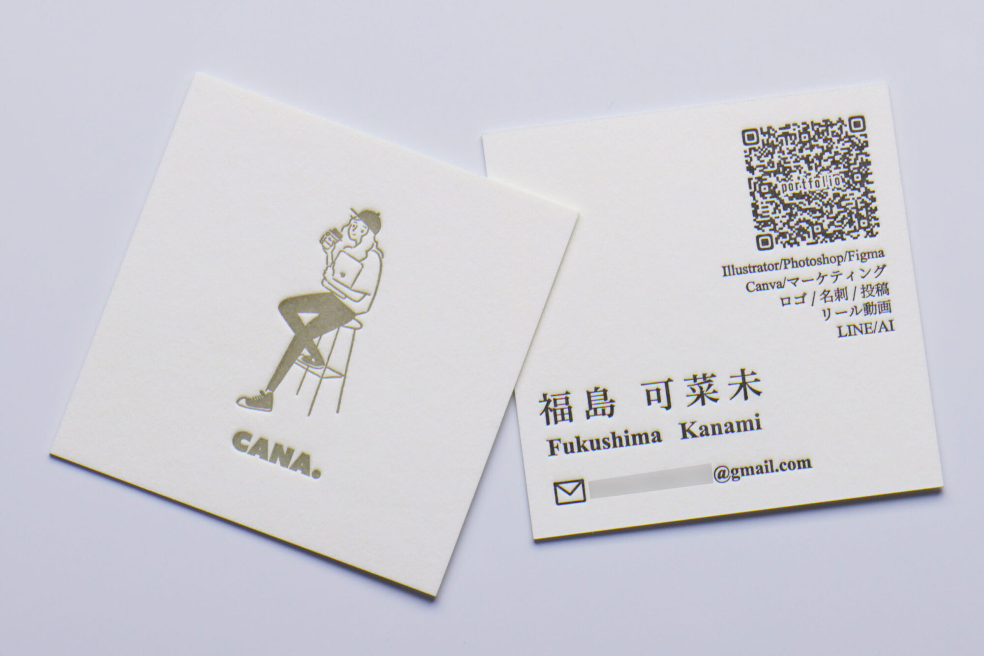 両面活版印刷_正方形名刺